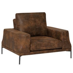 Fauteuil XXL Grossa Aspect cuir vieilli - Microfibre Goda: Marron chocolat