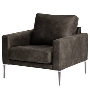 Fauteuil Sauvo Aspect cuir vieilli - Microfibre Yaka: Noir-Marron