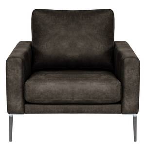 Fauteuil Sauvo antieke leerlook - Microvezel Yaka: Zwart-Bruin