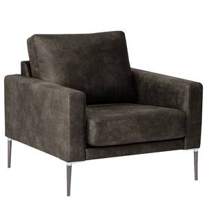 Fauteuil Sauvo Aspect cuir vieilli - Microfibre Yaka: Noir-Marron