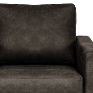 Fauteuil Sauvo antieke leerlook - Microvezel Yaka: Zwart-Bruin