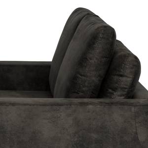 Canapé 2/3 places Grossa Aspect cuir vieilli - Microfibre Goda: Anthracite