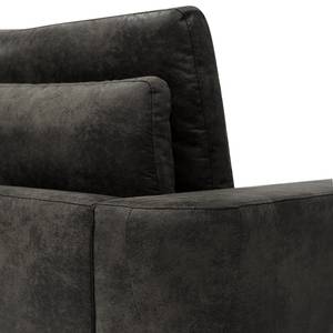 Canapé 2/3 places Grossa Aspect cuir vieilli - Microfibre Goda: Anthracite