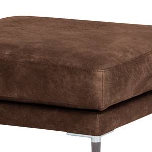 Gestoffeerde hocker Sauvo antieke leerlook - Microvezel Yaka: Bruin