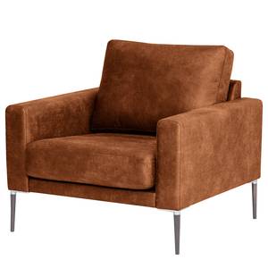 Fauteuil Sauvo Aspect cuir vieilli - Microfibre Yaka: Cognac