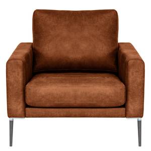 Fauteuil Sauvo Aspect cuir vieilli - Microfibre Yaka: Cognac