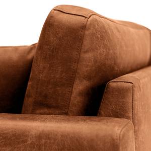 Fauteuil Sauvo antieke leerlook - Microvezel Yaka: Cognackleurig