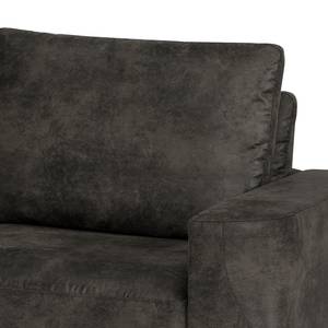 Canapé 3 places Grossa Aspect cuir vieilli - Microfibre Goda: Anthracite