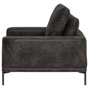 Fauteuil XXL Grossa Aspect cuir vieilli - Microfibre Goda: Anthracite