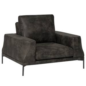 XXL-fauteuil Grossa antieke leerlook - Microvezel Goda: Antracietkleurig