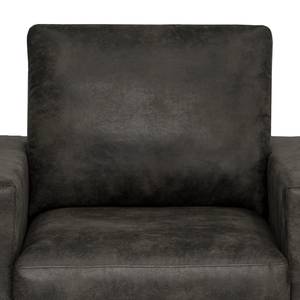 Fauteuil XXL Grossa Aspect cuir vieilli - Microfibre Goda: Anthracite