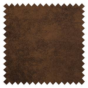 Canapé d’angle Grossa Aspect cuir vieilli - Microfibre Goda: Marron chocolat - Méridienne courte à droite (vue de face)