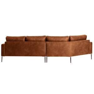 Ecksofa Sauvo Antiklederlook - Microfaser Yaka: Cognac - Longchair davorstehend links