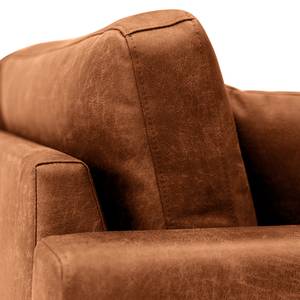 Ecksofa Sauvo Antiklederlook - Microfaser Yaka: Cognac - Longchair davorstehend links