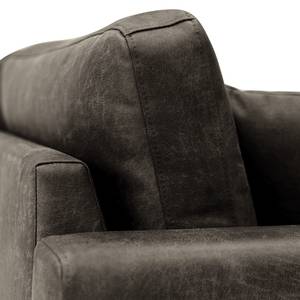 Ecksofa Sauvo Antiklederlook - Microfaser Yaka: Schwarz-Braun - Longchair davorstehend links