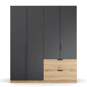 Draaideurkast Dark&Wood met lades metallic grijs/Artisan eikenhouten look - Breedte: 181 cm - Zonder spiegeldeuren