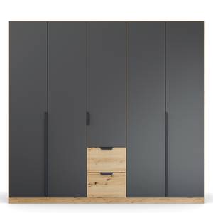 Drehtürenschrank Dark&Wood Schubladen Graumetallic / Eiche Artisan Dekor - Breite: 226 cm - Ohne Spiegeltür/-en