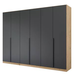 Drehtürenschrank Dark&Wood Graumetallic / Eiche Artisan Dekor - Breite: 271 cm - Ohne Spiegeltür/-en