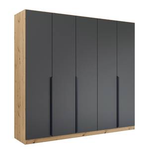 Armoire à portes battantes Dark&Wood Gris métallique / Imitation chêne artisan - Largeur : 226 cm - Sans portes miroir