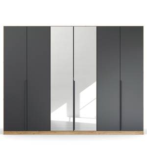 Armoire à portes battantes Dark&Wood Gris métallique / Imitation chêne artisan - Largeur : 271 cm - Avec portes miroir