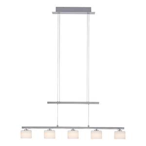 Suspension Hydra Verre opalin / Fer - 5 ampoules - Argenté