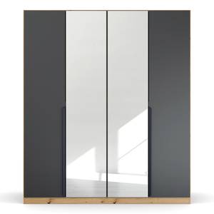 Drehtürenschrank Dark&Wood Graumetallic / Eiche Artisan Dekor - Breite: 181 cm - Mit Spiegeltür/-en