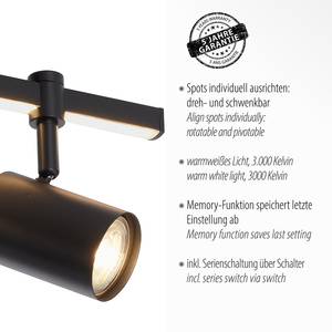 Plafondlamp Barik ijzer, aluminium/polycarbonaat - 3 lichtbronnen - Aantal lichtbronnen: 3