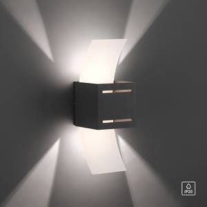 Wandlamp Orma opaalglas/aluminium - 1 lichtbron - Zwart/wit