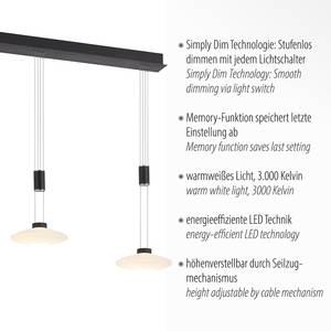 Hanglamp Lautada melkglas/ijzer - 3 lichtbron - Zwart