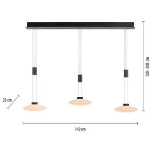 Hanglamp Lautada melkglas/ijzer - 3 lichtbron - Zwart