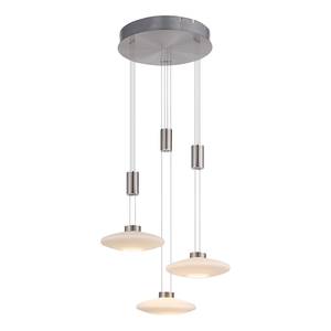 Hanglamp Lautada melkglas/ijzer, roestvrij staal, aluminium - 3 lichtbron - Zilver - Diameter: 43 cm