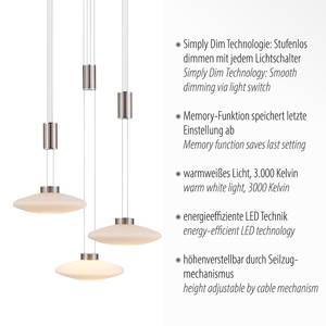 Suspension Lautada Verre dépoli / Fer, Acier inoxydable, Aluminium - 3 ampoules - Argenté - Diamètre : 43 cm