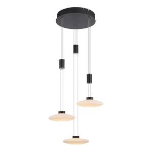 Hanglamp Lautada melkglas/ijzer - 3 lichtbron - Zwart - Diameter: 43 cm