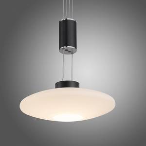 Hanglamp Lautada melkglas/ijzer - 3 lichtbron - Zwart - Diameter: 43 cm