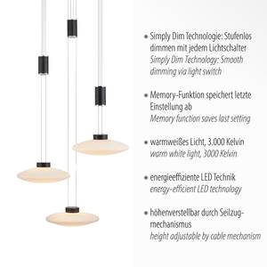 Pendelleuchte Lautada Milchglas / Eisen - 3-flammig - Schwarz - Durchmesser: 43 cm