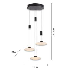 Pendelleuchte Lautada Milchglas / Eisen - 3-flammig - Schwarz - Durchmesser: 43 cm