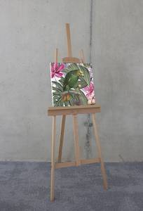 Leinwandbild Hibiscus Flirt Vlies - Mehrfarbig - 40 x 40 cm