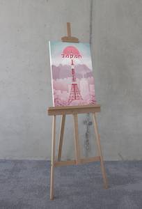Leinwandbild Vintage Travel Japan Vlies - Mehrfarbig - 40 x 60 cm