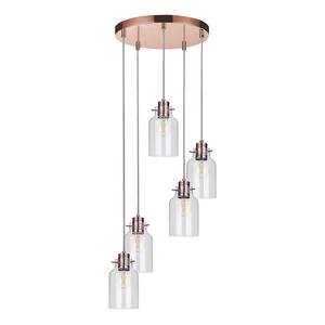 Suspension Alessandro 5 ampoules Cuivre / Verre transparent - Cuivre