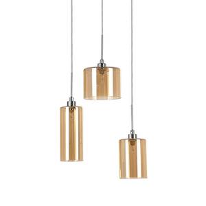 Hanglamp Eurybia 3 lichtbronnen chroom/gekleurd glas - goudkleurig