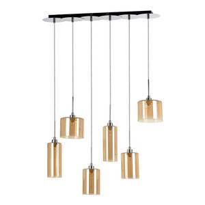 Hanglamp Eurybia 6 lichtbronnen chroom/gekleurd glas -  goudkleurig