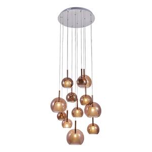 Suspension Bellezia 12 ampoules Chrome / Verre coloré - Argent / Cuivre