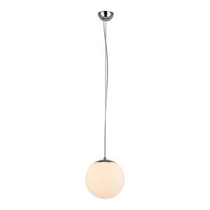 Hanglamp Emil 1 lichtbron chroom/gekleurd glas - zilverkleurig/wit - Diameter: 25 cm