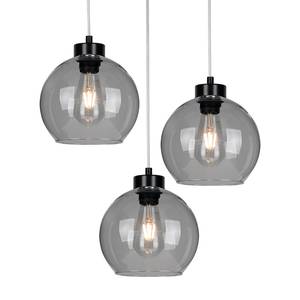 Hanglamp Laguna 3 lichtbronnen rond ijzer/rookglas - Zwart