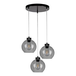 Hanglamp Laguna 3 lichtbronnen rond ijzer/rookglas - Zwart