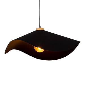 Lampada a 1 punto luce Hattu Legno massello di rovere / tessuto - Nero - Diametro: 50 cm