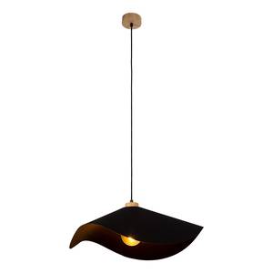 Lampada a 1 punto luce Hattu Legno massello di rovere / tessuto - Nero - Diametro: 50 cm