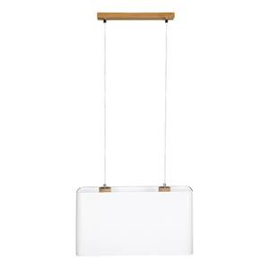 Hanglamp Cadre 2 lichtbronnen massief eikenhout/textiel - Eikenhout/wit