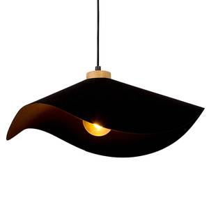 Lampada a 1 punto luce Hattu Legno massello di rovere / tessuto - Nero - Diametro: 40 cm