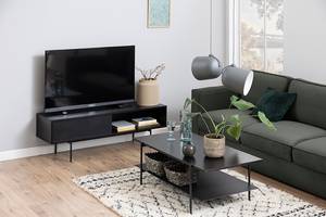 Meuble TV Crandon Noir / Imitation frêne noir - Largeur : 140 cm